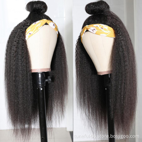 Headband Wig Human Hair Curly Full Machine Made Wigs Deep Wave Glueless Water Wave For Black Women Curl Hair Wig With Headband